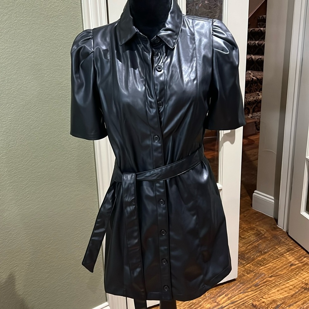 Faux leather DKNY dress